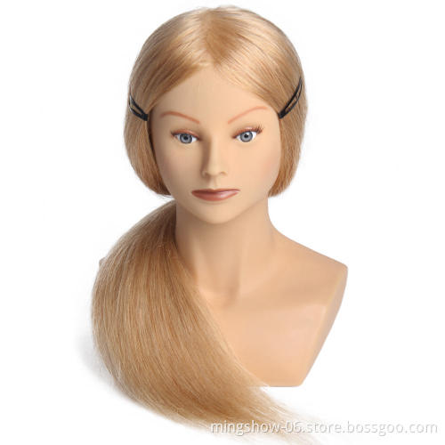 Hairdressing Training Heads 100% Human Hair 20" Mannequin Head With Long Hair High Quality Hair Practice Head For competition